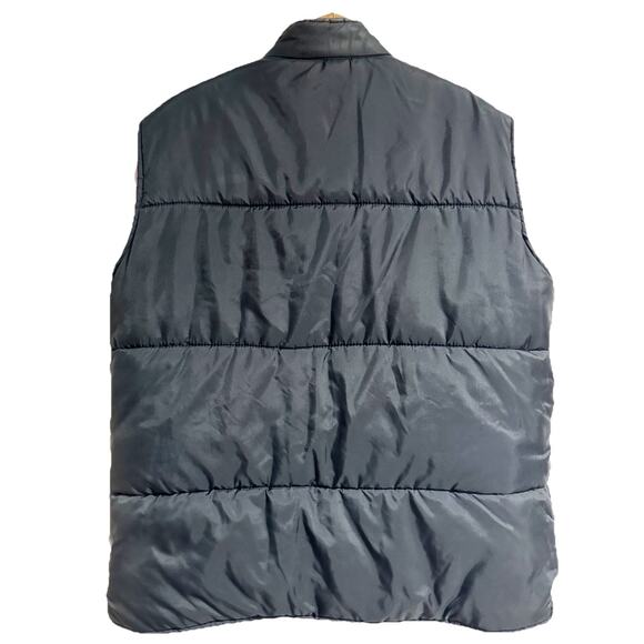 Shelter Bay By Arrow Men Large Reversible Black Puffer / Wool Buffalo Plaid Vest - Picture 7 of 7